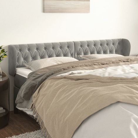 vidaXL Tête de lit avec oreilles Gris clair 183x23x78/88 cm Velours (1/5)