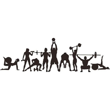 Stickers Muraux pour Entraînement en Force Stikers Murals pour Sport Décoration Murale en Vinyle pour Haltérophilie Ballon de Yoga Autocollants Décoratifs pour Fitness60X30CM (1/2)