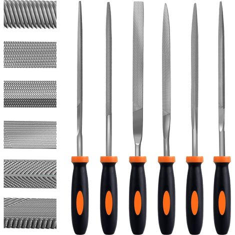 Ensemble de Limes à Aiguilles, 6 Pcs Mini Limes, Kit en Acier Carbone y Compris Plat, Pointu, Demi-ronde, Carrée, Ronde, Triangulaire, Convient pour Métal, Plastique(Mini Limes) Pi猫ces. - (1/5)