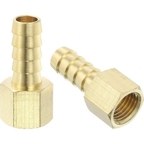 2 Pièces Raccords de Tuyau en Laiton, 3/8" Bard x 1/4" NPT Femelle Raccord Laiton Adaptateur pour Connecter des Tuyaux Dispositifs Mécaniques Équipement Plomberie - (1/5)