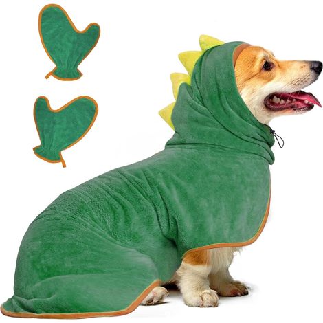 1 Peignoir Chien Microfibre, Serviette Super Absorbante, Vêtement Réglable, Pour Bain Natation Hiver