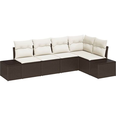Maison Exclusive - Gartensofa-set mit Speicher 5 pcs Braun und Cr
