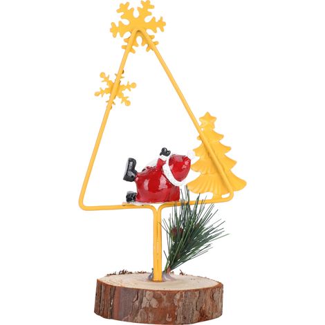 Décor de Noël en Métal et Bois, Père Noël Rustique pour Arbre de Noël (1/5)