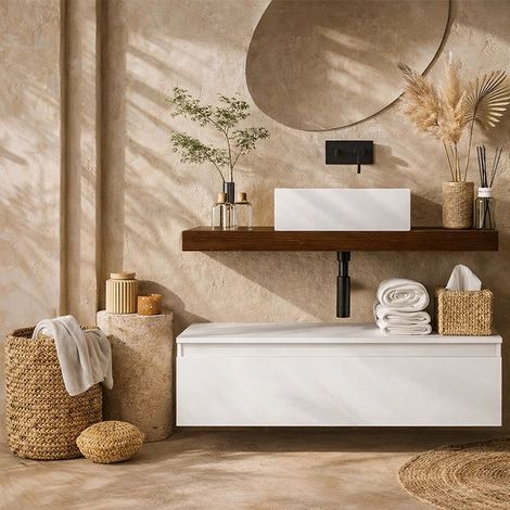 Exagonshop Mobile bagno 120x50 tabacco bianco opaco Oasy con top (1/5)