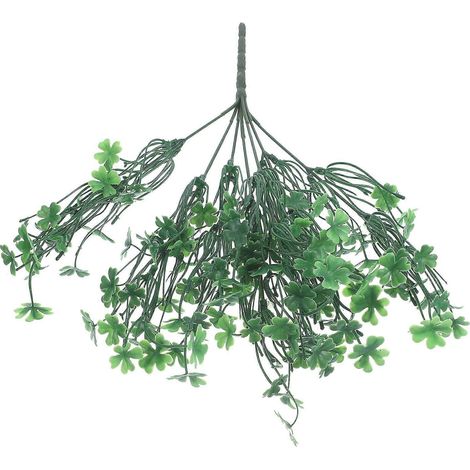 Fleur de trèfle artificielle en soie, trèfle à quatre feuilles décoratif, peut servir au rangement, 1 plante, plante artificielle verte. (1/5)