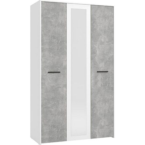 Guardarropa 3 Puertas Lavagno, Armario Dormitorio con Perchero, 5 Estantes, 3 Puertas, 119x53 cm Blanco