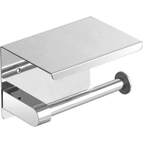 Toilet Paper Holder, Self-Adhesive Toilet Roll Holder, Toilet Paper Holder, Wall-Mounted Toilet Paper Holder, Toilet Roll Dispenser, Toilet Roll Holder for Bathroom, Aluminum (Silver)
