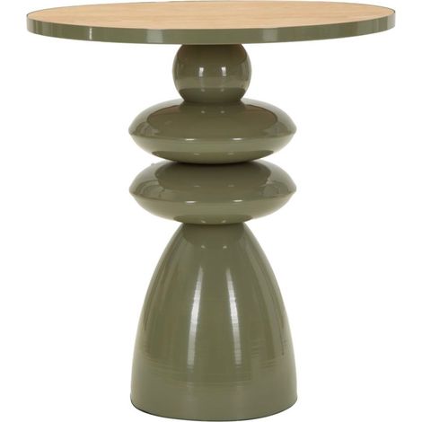 Tavolino da salotto in legno verde, Ø45,5x49 cm – con Piano (1/5)
