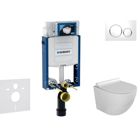 Geberit Kombifix - Set de bâti-support, cuvette Gaia et abattant softclose, plaque de déclenchement Sigma20, blanc/chrome (1/5)