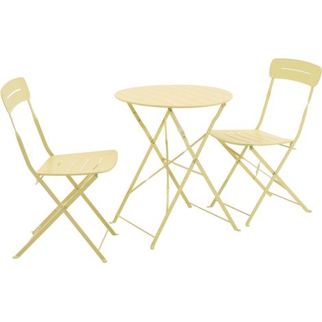 sweeek - Runder klappbarer Bistro-Gartentisch aus Stahl + 2 Stühle