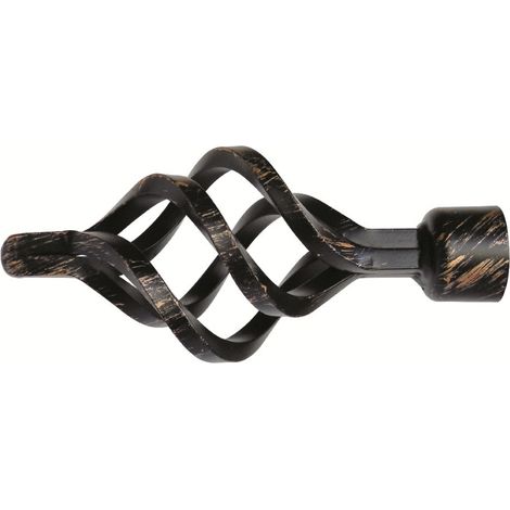 2PZ TERMINALE DECORATIVO D.20MM COL.NERO-ORO MOD.CROCO (1/2)