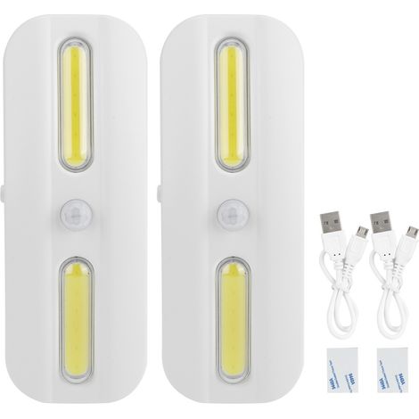 2 lampes LED COB USB rechargeables avec détecteur de mouvement pour placard, armoire, couloir (1/5)