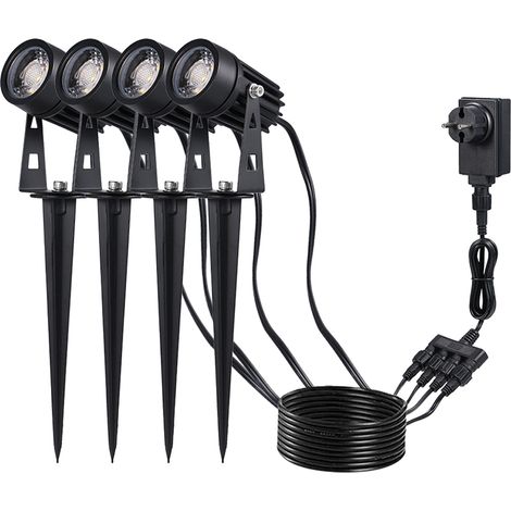4-in-1 5W COB LED-Strahler für Garten und Rasen, Niederspannung, IP65 wasserdicht, mit Befestigungsspieß für Einfahrt, Hof, Terrasse und Weg. (1/5)