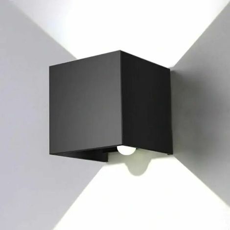 Lampe murale carrée étanche avec capteur radar, boîtier noir 12 W, lumière blanche 6000 K, pour intérieur et extérieur. (1/4)