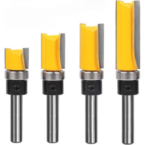 4 Pcs 6.35mm Routeur de Fraise à Bois Fraise a Copier, Outils de Fraisage de Menuiserie en Allié Haute Qualité (1/4)