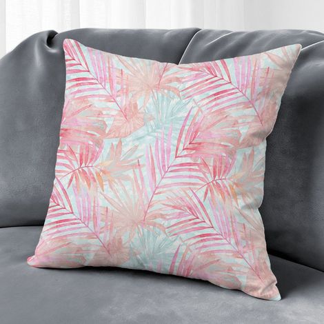 Housse de coussin extérieur fleurs été, décoration chaise banc,45×45cm (1/5)