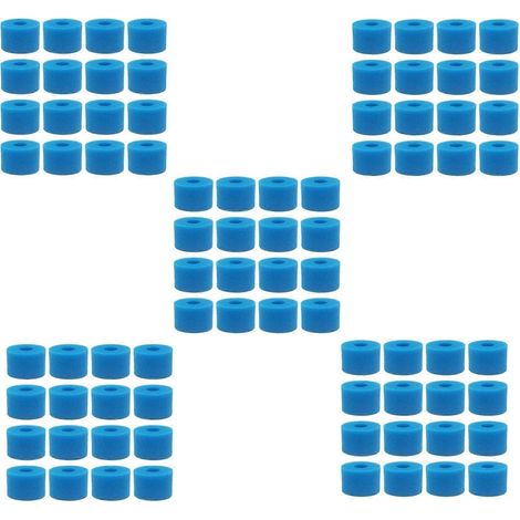 Lot de 80 cartouches filtrantes en mousse réutilisables et lavables pour baignoire balnéo Intex Pure Spa, type S1.ozo-AquaForge (1/4)