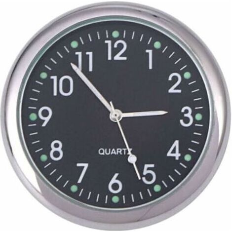 Horloge de voiture universelle - Horloge lumineuse pour tableau de bord - Cadran noir métal/verre 3.8cm avec adhésif (1/4)