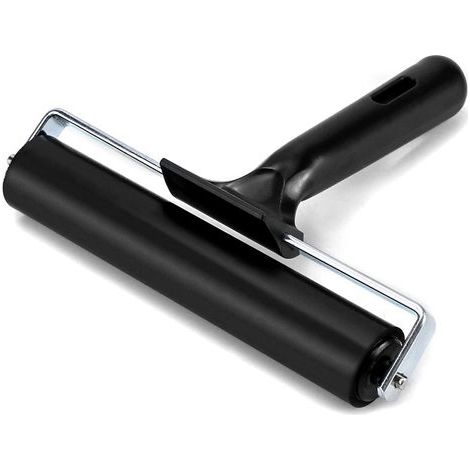 Rouleau de gravure en acier inoxydable, rouleau en caoutchouc, rouleau en caoutchouc pour impression, papier peint, encre linoléum, 15 cm (1/5)