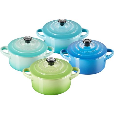 Lumarko mini cocotte in gres smaltato verde turchese blu menta (1/4)