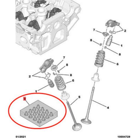 Joint d'huile de soupape 1640098880, compatible avec Peugeot 3008, 4008, 408, Citroën C5, C6 et C4L, en caoutchouc fluoré, empêche l'huile moteur de pénétrer dans la chambre de combustion et réduit la