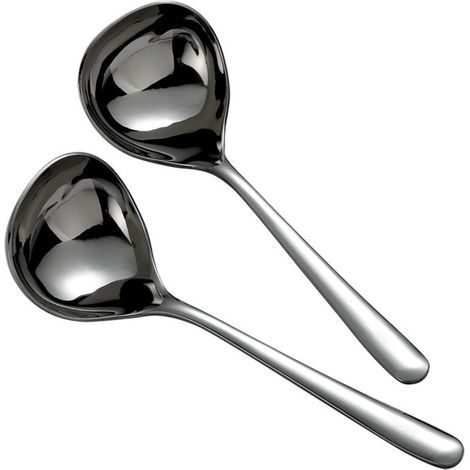 Cuillère à soupe de 20 cm en acier inoxydable avec long manche, cuillère à épices, ustensiles de cuisine, ensemble de 2 pièces (1/4)