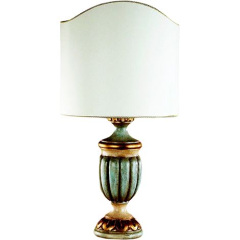 Lumetto In Legno Classico Oro Avorio Verde Arancio Con Paralume 1 Luce Oca