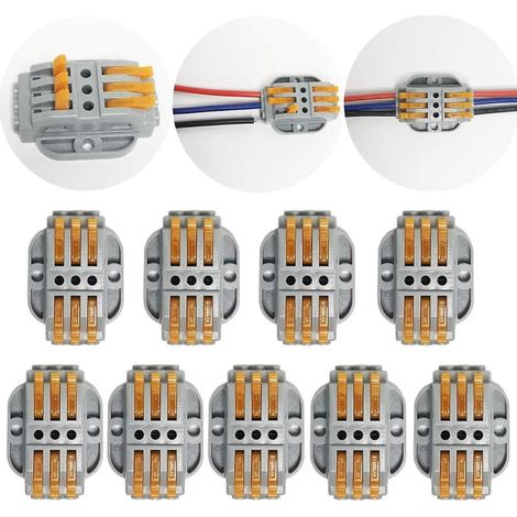 9 Connecteurs électriques, à levier et écrou, fils compacts 0.08-4mm², câblage rapide sans outil, pour installation électrique (1/5)