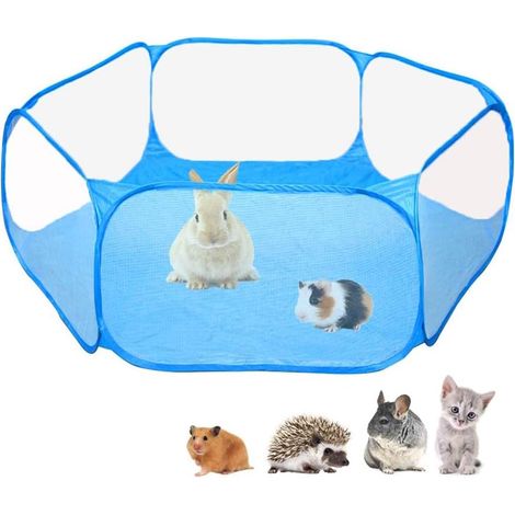 Cage-tente pour petits animaux, parc de jeu respirant et transparent, enclos d'exercice portable intérieur/extérieur, clôture pour cochons d'Inde, lapins, hamsters, chinchillas et hérissons (1/5)