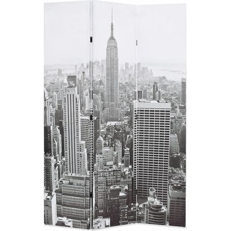 Cloison de séparation pliable 120x170 cm New York Noir et blanc (1/5)