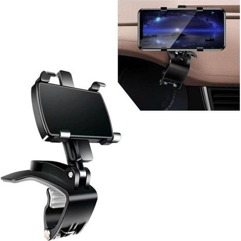 1 Support téléphone voiture, rotation 360 degrés, fixation tableau de bord, accessoire automobile universel