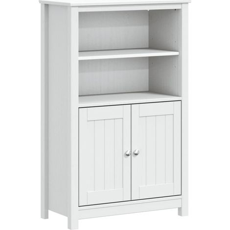 Meubles de Rangement,Armoire de salle de bain BERG blanc 69,5x34x110 cm pin massif CFW136754 (1/5)