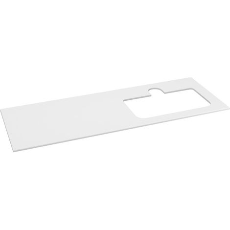 BRAHEA Plan de travail Rockstone, trou pour lavabo, 141x51,5cm (70+70cm), droite, blanc mat