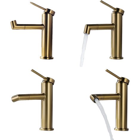 Grifo de lavabo, acero inoxidable 304, núcleo de válvula cerámica, montaje sobre encimera, monomando, compatible con agua fría y caliente. (1/5)
