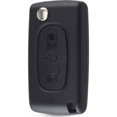 Guscio chiave compatibile con Peugeot 107 207 307 308 407 2 pulsanti CE0536 Lama senza scanalature Batteria nel guscio LO-Ron-Crezuo