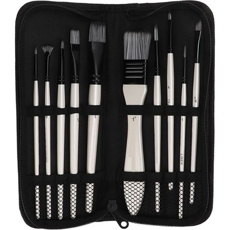 10PCS Paint Brushes Set Multiple Sizes Nylon Wool Solid Wooden Handle Watercolor Paintbrush (1/5)