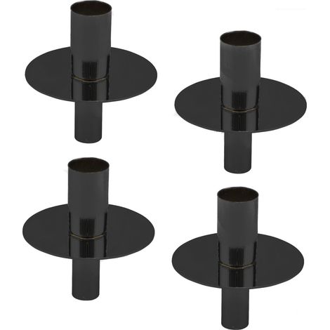 Metall Flaschen Kerzenhalter schwarz - 4er Set / 8 cm - Kerzenständer für Stabkerzen und Tafelkerzen - Weihnachten Advent Kerzen Ständer