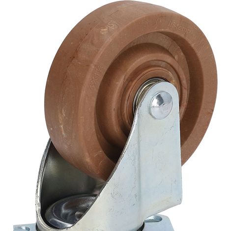 Roulette universelle de 10 cm (4 pouces) avec rotation à 360°, en nylon résistant aux hautes températures. (1/5)