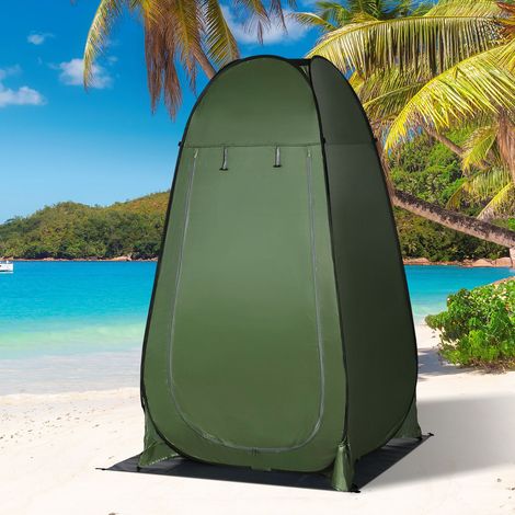 Tenda doccia pieghevole da campeggio Outsunny con borsa per il trasporto in poliestere, dimensioni: 126L x 124W x 198H cm - Verde