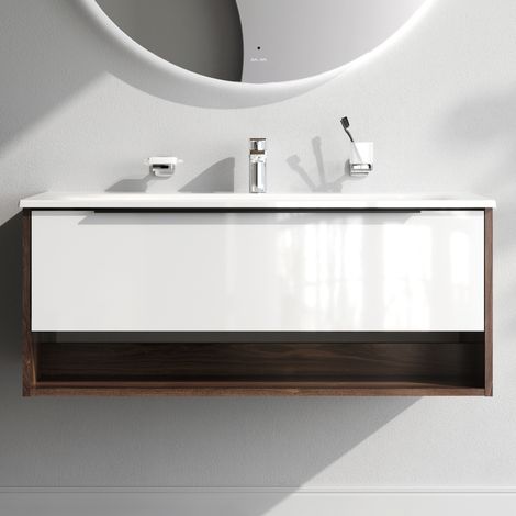 Am.Pm – Meuble sous vasque blanc brillant 100 cm – 1 tiroir extra large – Matériau LDPE durable 16 mm – Surface émaillée résistante aux taches
