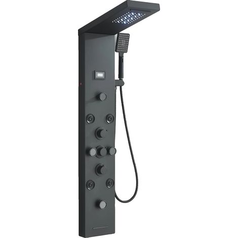 Système de douche, lumière LED, pulvérisateur de massage, 8049 Noir Mat (1/2)