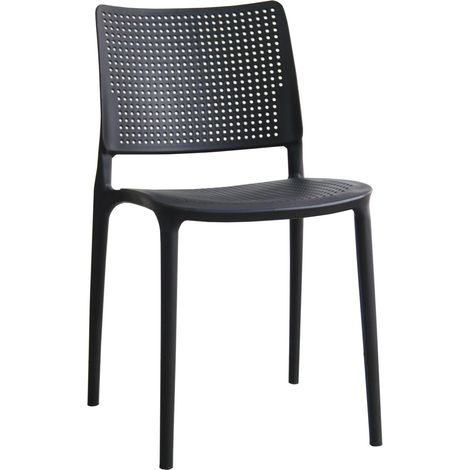 Chaise de terrasse ajourée en plastique noire (1/5)