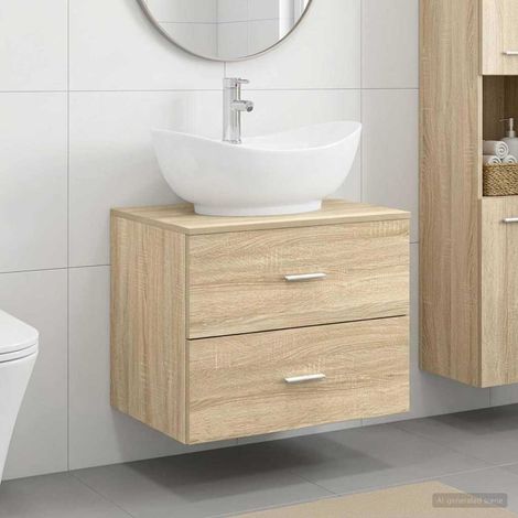 vidaXL Juego de muebles de baño Roble Sonoma Madera de ingeniería (1/5)