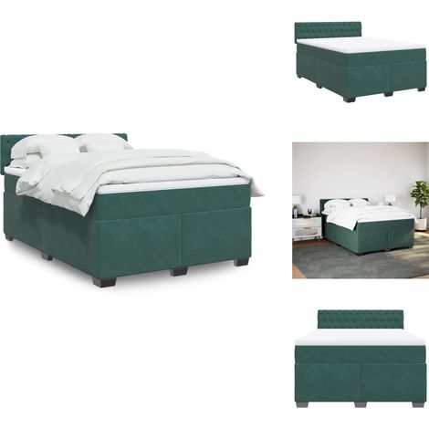 Sommier à lattes de lit et matelas Vert foncé 140x190cm Velours - Sommier À Lattes De Lit - Sommiers À Lattes De Lit - Lit - Meuble De Chambre À Coucher (1/5)