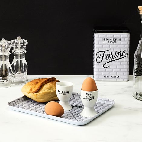 Coquetier - HOME DECO FACTORY - Bistrot - Design - Noir et Blanc (1/4)