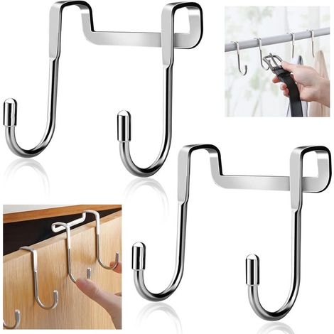 2 Pièces Crochet Mural Cabine Reversible Crochets Douche Salle de Bain, Crochet Paterre de Porte Double en Forme de S en Acier Inoxydable