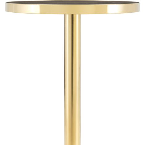 Table d'appoint ronde moderne avec plateau effet marbre et structure en acier inoxydable doré (1/5)