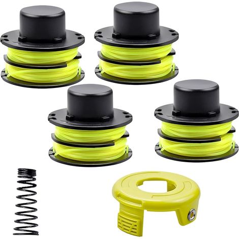 4pcs bobines de fil pour Ryobi RAC119 RAC118, compatible avec Ryobi RLT3025F/S, RLT3525S, bobine de rechange pour coupe-herbe RAC119 (4 bobines + 1 capuchon + 1 ressort)