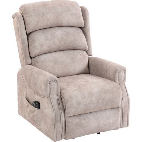 Fauteuil releveur électrique massage par vibrations et chaleur, fauteuil relax électrique en velours, 80x160x82cm, beige (1/5)