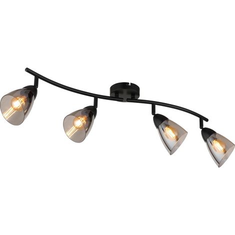 Lampada da soffitto, faretto da parete, lampada da soggiorno, orientabile, nero, metallo, vetro, L 70 cm (1/5)